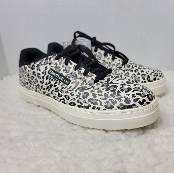 Reebok Club Memt Bold Womens Low Top Sneaker Size 8 5 Leopard Print New - Picture 1 of 9